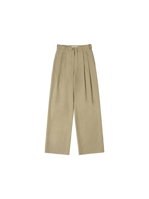 SIPT7068 Two tuck wide chino pants_Beige