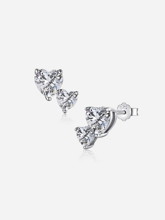 [Silver925] Abomey Two Heart Earrings