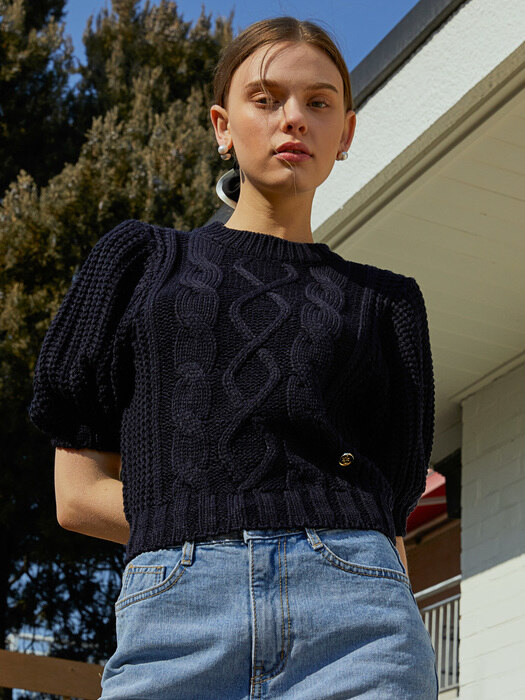 ANOETIC CLASSIC PUFF KNIT_NAVY