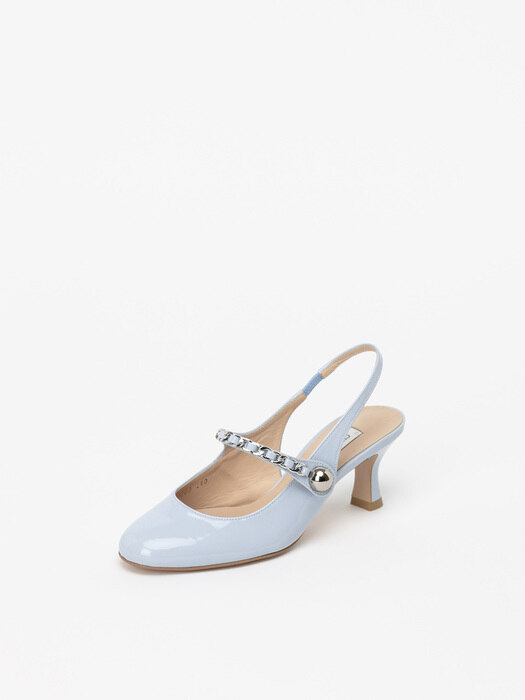 Aria Chained Slingback Pumps in Skywriting Patent