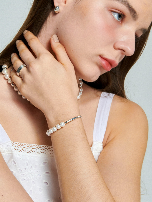 Pearl Heavy Line Silver Bracelet Ib267 [Silver]