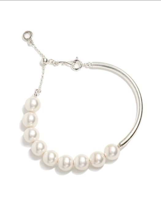 Pearl Heavy Line Silver Bracelet Ib267 [Silver]