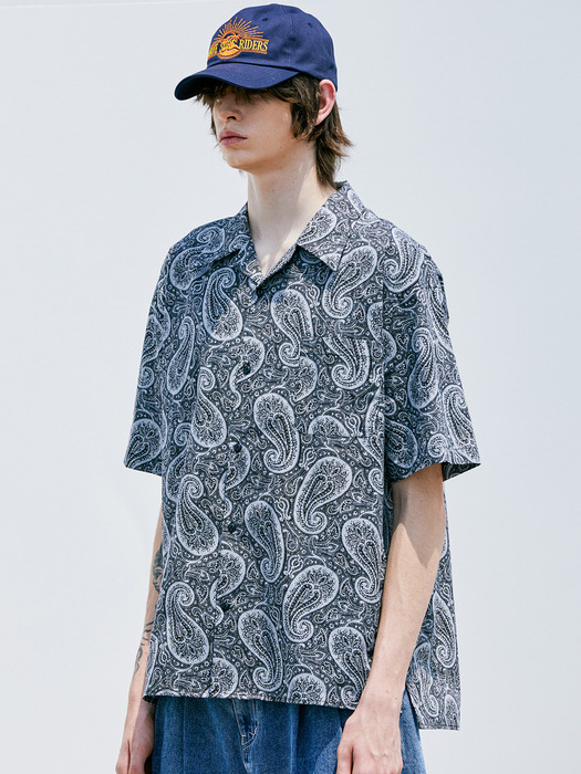 PARADISE PAISLEY HAWAIIAN SHIRT GREY