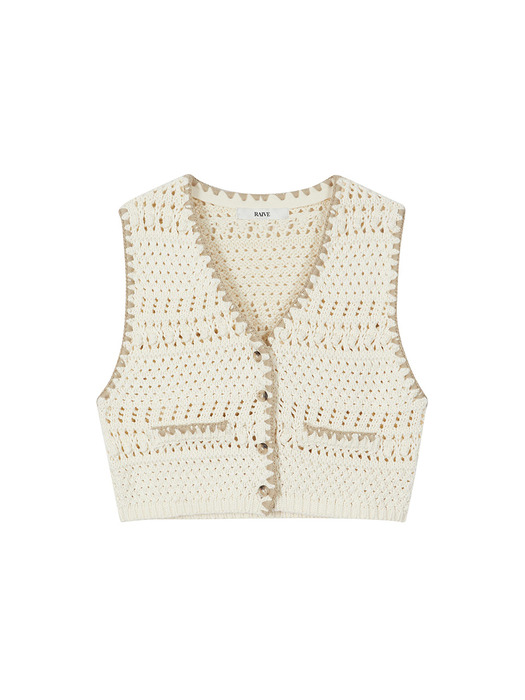 Hand-made Solid Vest in Ivory VK3MV163-03