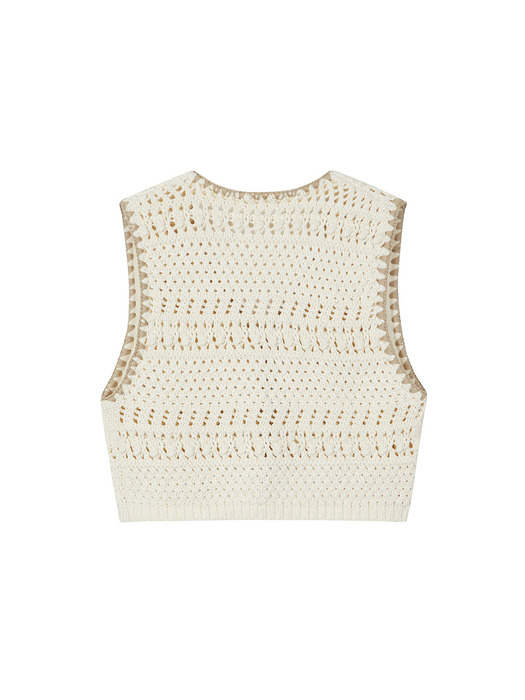 Hand-made Solid Vest in Ivory VK3MV163-03