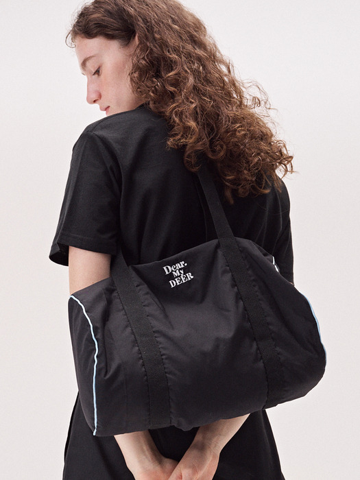 [Large] Logo sports duffel bag_ Black