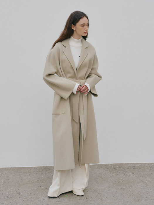 [CASHMERE 30%] MAGOT Reversible Cashmere Blended Handmade Coat_Cream Ivory