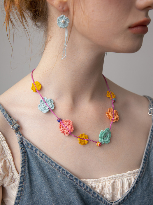 Bohemian knit flower necklace/hairband