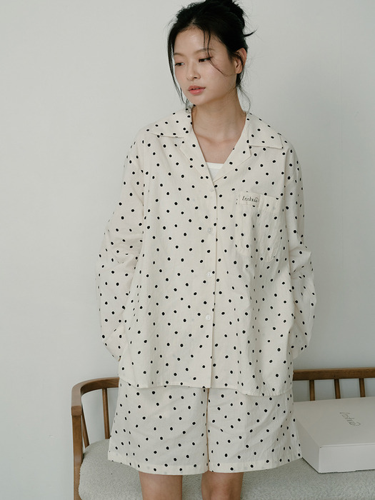 Cream Dotted Homewear(Couple)