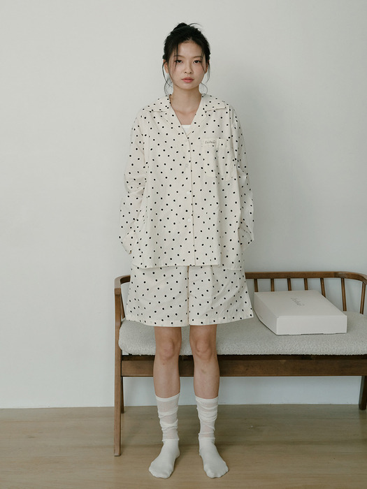 Cream Dotted Homewear(Couple)