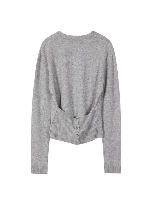 Back Button Point Knit in Grey VK3AP154-12