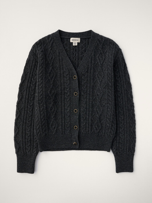 Noir Cable Wool Cardigan (Charcoal)