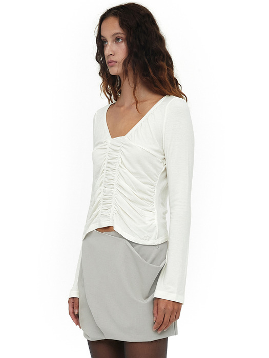 FRONT SHIRRING TOP / IVORY
