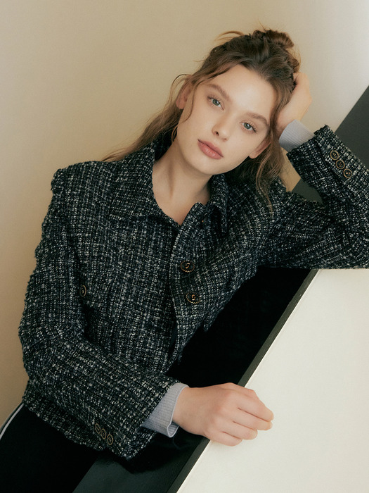 157 wool tweed jacket (black)