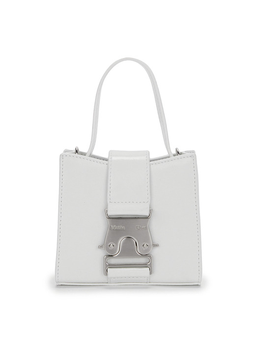 SQUARE MINI LEATHER BUCKLE BAG IN IVORY