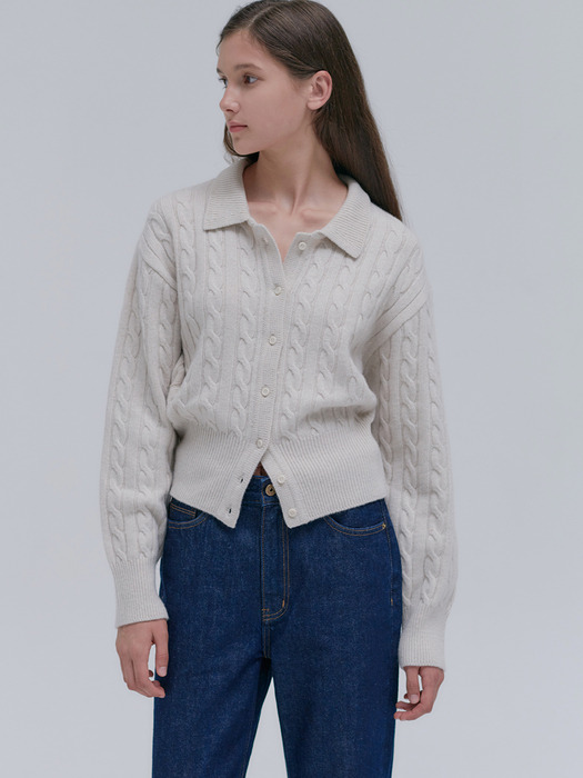 23FN cable crop cardigan [OAT]