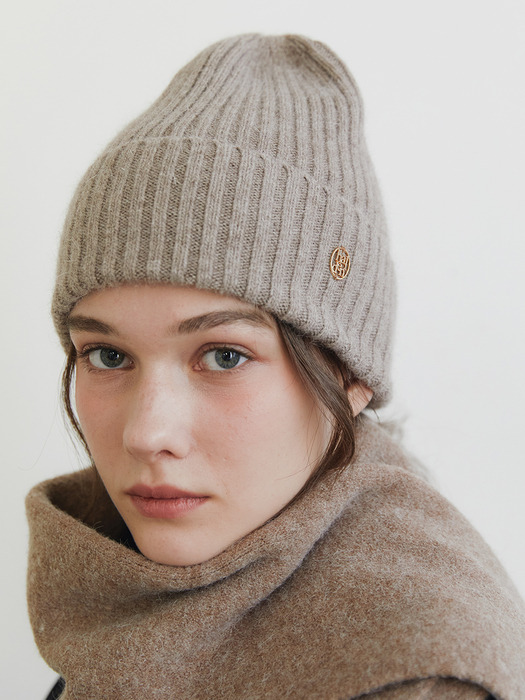 logo pendant angora beanie (C030_dark beige)