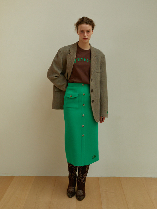 [handmade] Wool Pencil Pocket Skirt (Green)