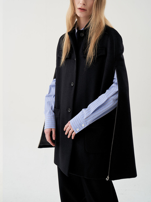 zibeline cape coat(BK)
