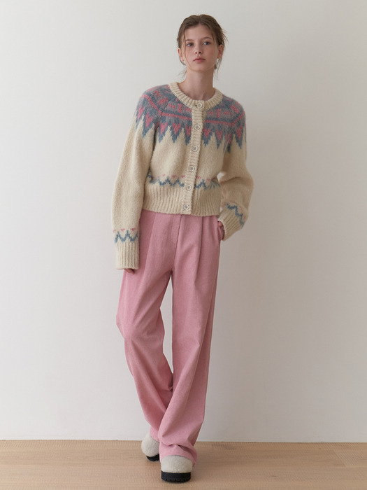 Corduroy pintuck pants (pink)