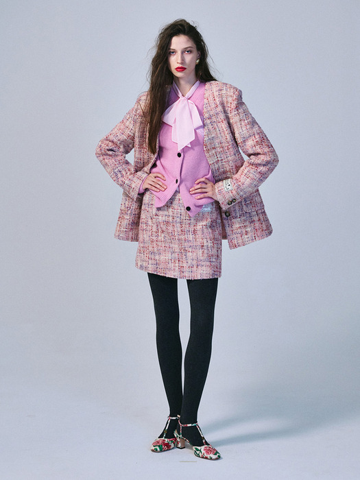 WOOL MINI SKIRT CHECK_PINK