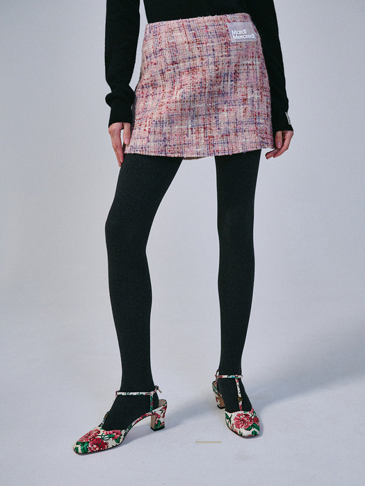 WOOL MINI SKIRT CHECK_PINK