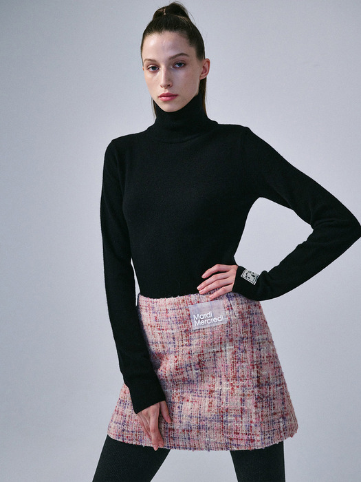 WOOL MINI SKIRT CHECK_PINK