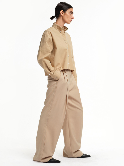 WOOL STITCH WIDE TROUSERS_2colors