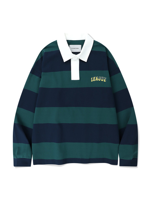 League Stripe Rugby Polo (NAVY)