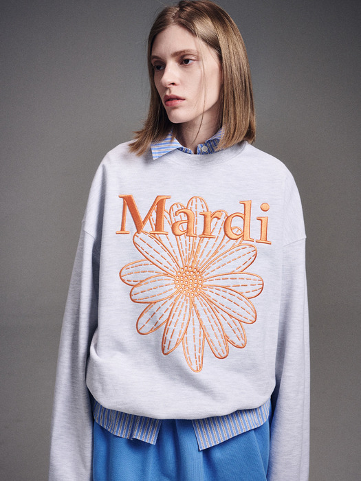 SWEATSHIRT FLOWERMARDI NEEDLEWORK_HEATHER ORANGE