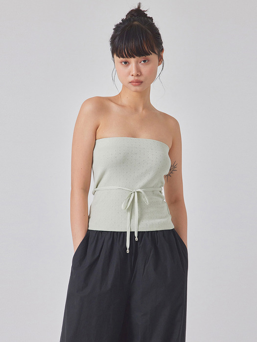 WAIST STRAP PUNCHED TUBE TOP_T416TP124(BK)