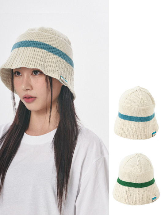 T242AACU33_STRIPE KNIT BUCKET HAT