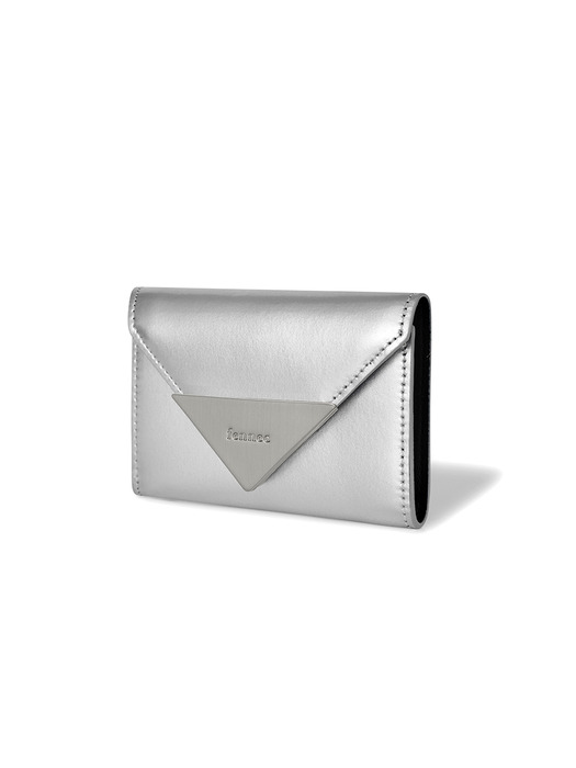 LACQUER TRIANGLE WALLET - MATT SILVER