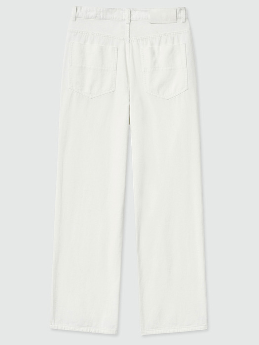 [린넨라이크데님]Linen Like Mid Rise Wide Jeans DCPT039Ivory