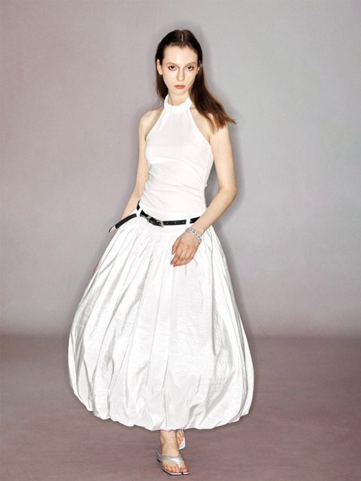 White Swan Halter-neck Slimming Fluffy Dress