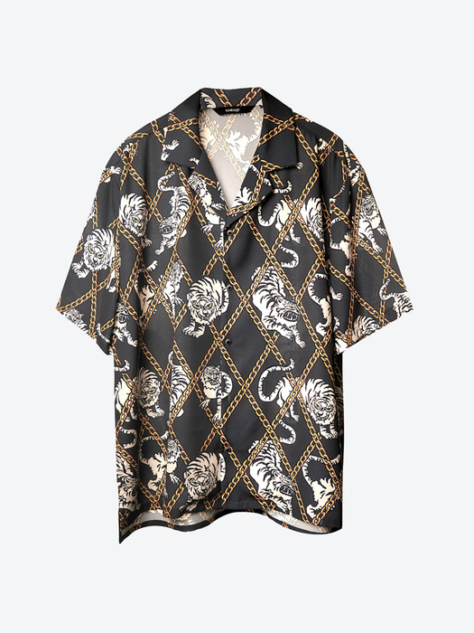 Tiger-Printed Bowling Shirt[Charcoal(UNISEX)]_UTS-SS06