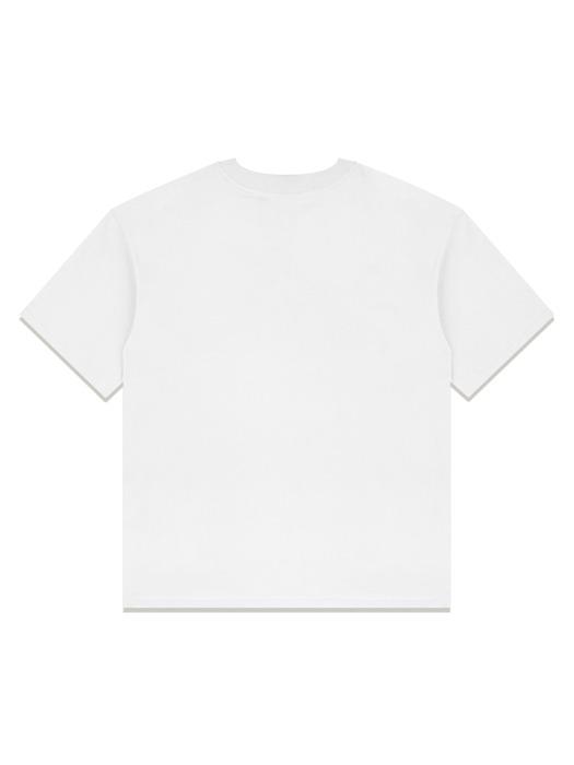 UNISEX 오버핏 서핑부브 엠보 로고 반소매 티셔츠 화이트(FCE2TS405M)