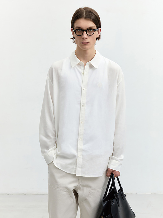 UNISEX CLASSIC LINEN SHIRT OFF WHITE_M_UDSH4B125OW