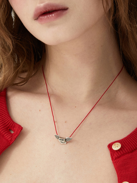 Silver Butter Wing necklace (Red)