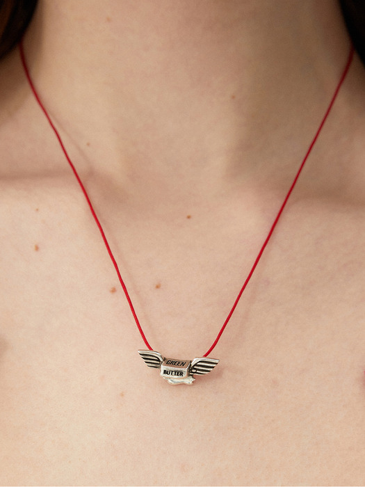 Silver Butter Wing necklace (Red)