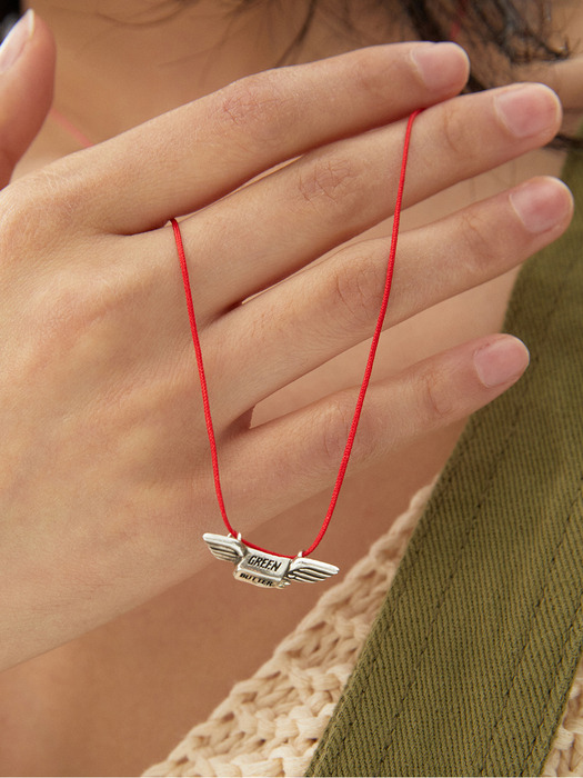 Silver Butter Wing necklace (Red)