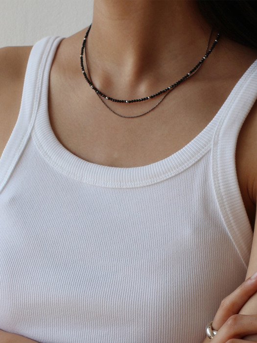 [Silver 925] Black Glitter Necklace