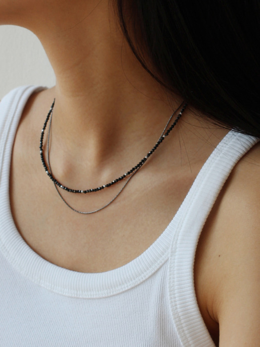 [Silver 925] Black Glitter Necklace