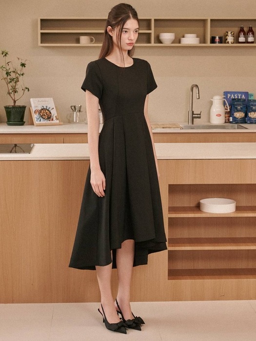 Becca Half Sleeve Long Dress [Black]