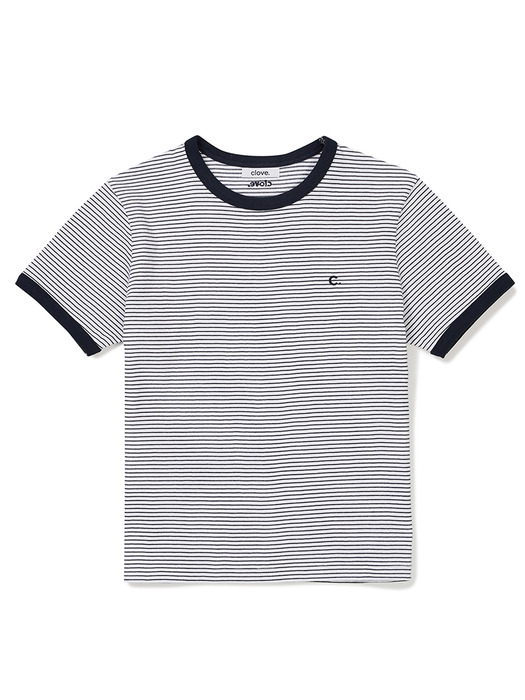 [24SS clove] Stripe Ringer T-Shirt (Navy)