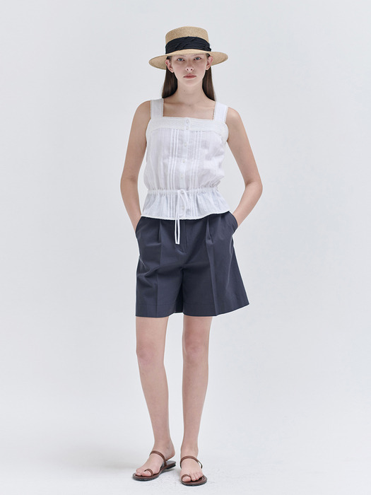 24N summer pin-tuck sleeveless blouse [WH]