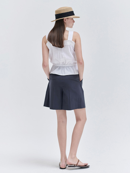 24N summer pin-tuck sleeveless blouse [WH]