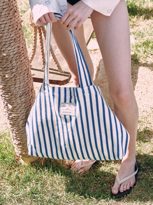 stripe terry bag - blue (L)