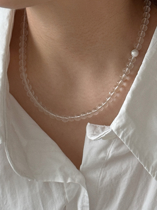 [Silver925] Vintage Mood Crystal&Pearl Necklace