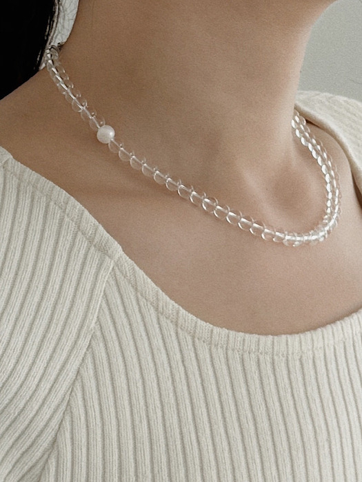 [Silver925] Vintage Mood Crystal&Pearl Necklace